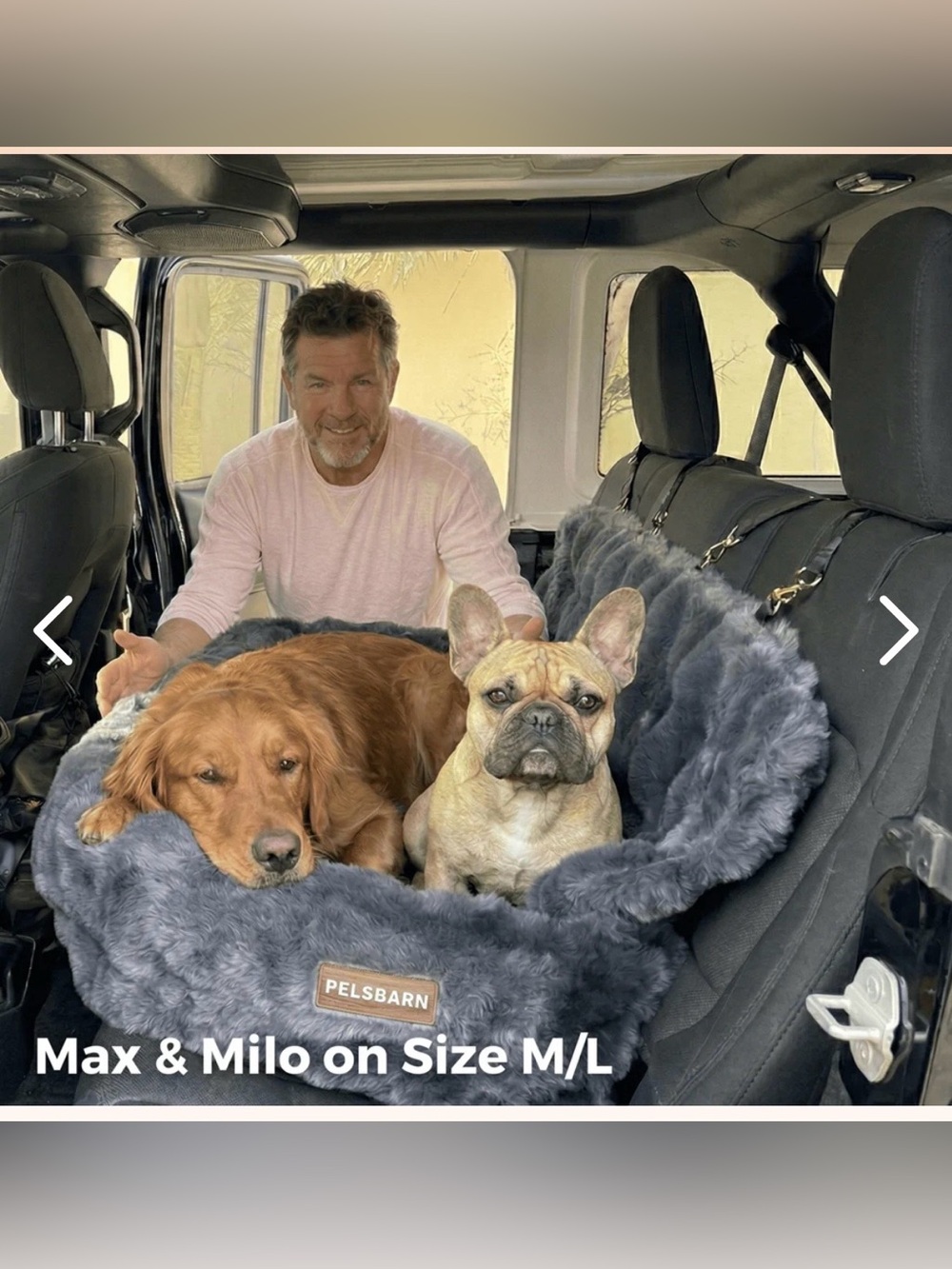 Gray Plush Dog Car Seat Bed - M/L - New!